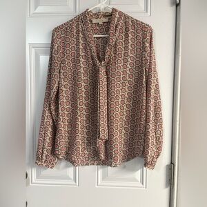 LOFT Pink and Cream Patterned Blouse✨